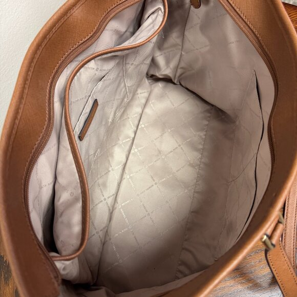 Michael Kors Leather Signature Tote Bag SADDLE BROWN color used ONE TIME -- EUC - Picture 6 of 13
